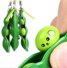 Load image into Gallery viewer, Squishy Infinite Squeeze Edamame Bean Pea Expression Chain Key Pendant Ornament Stress Relieve Decompression Toys antistress
